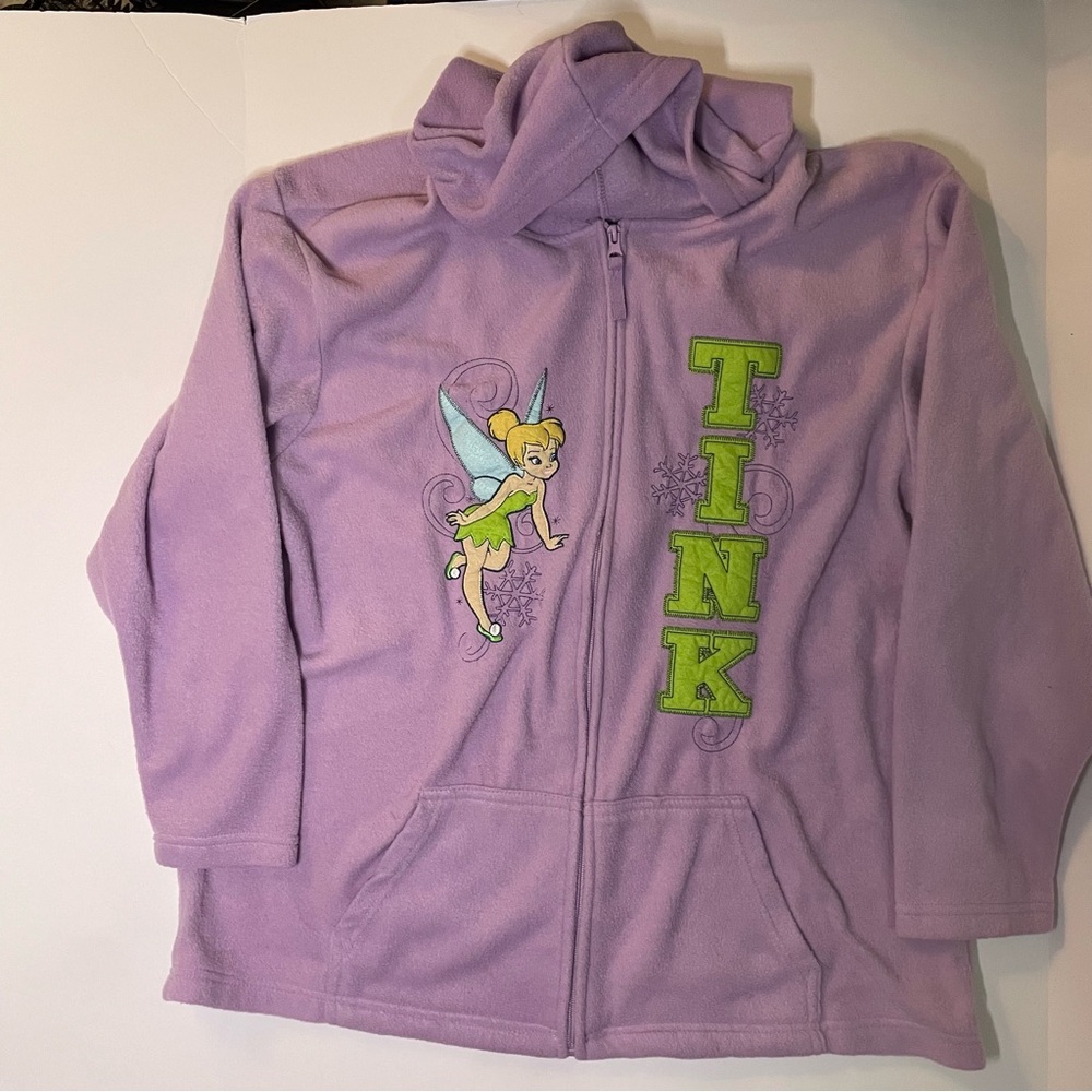 Disney Tinker Bell Women’s Zip Up Purple Fleece Hoodie 2x Plus Size Pockets EUC